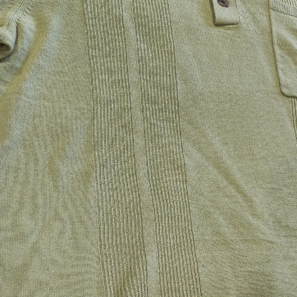 Banana Republic Linen-Cotton Ribbed Sweater Button Placket Polo